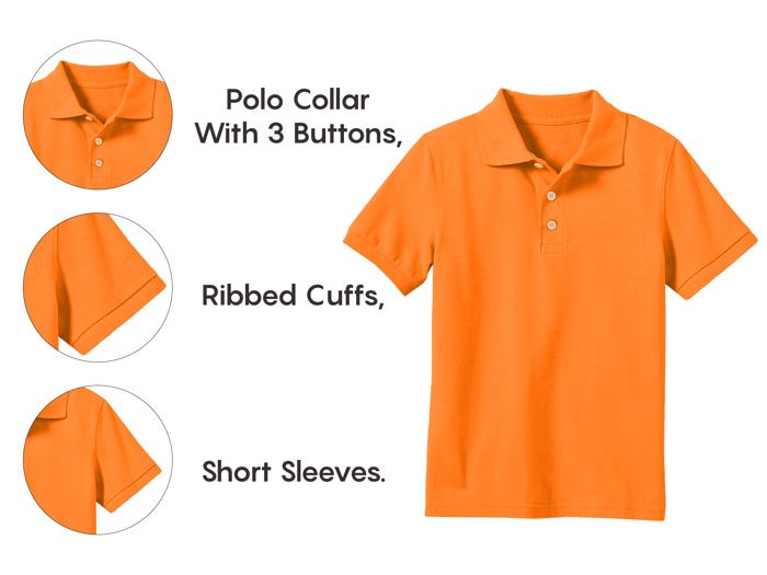 5-Pack School Uniform Tagless Polo Tshirt for Little Boys & Big Boys